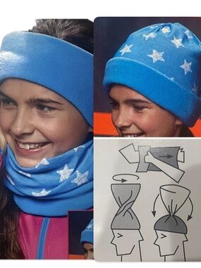 multifunctional Micro Fleece Hat/Scarf  and Headband  2 Piece Set